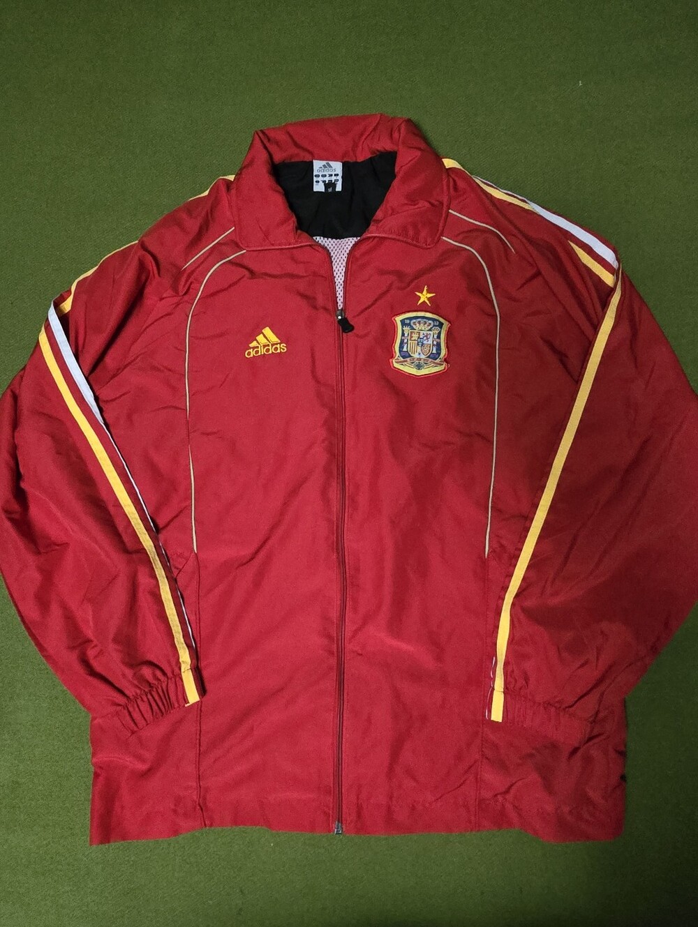 Adidas Red Spain Crest Track Windbreaker with Yellow Trim